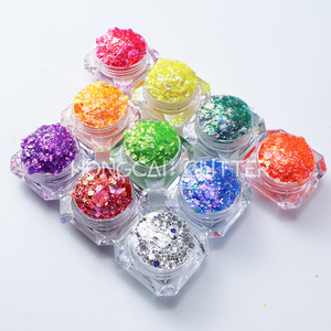 Số lượng lớn thân thiện với môi trường 2oz Túi kháng dung môi cầu vồng màu <span class=keywords><strong>Polyester</strong></span> dập nổi Chunky thủ công hỗn hợp long lanh - Product Image 2