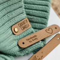 Étiquettes en cuir DIY pour vêtements : Étiquettes en laine tricotées à la main, vintage, avec logo laser, pour la vente en gros