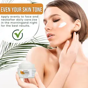 Vente en gros ODM OEM Crème pour le visage au curcuma biologique, éclaircissante, anti-âge et éclaircissante, avec taches brunes et vitamine C
