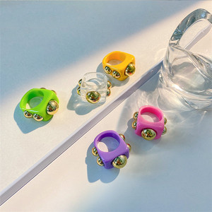 트렌디하고 인기 있는 스타일의 기하학적 디자인의 플라스틱 레진 배꼽 링 여성용 손가락 반지 - Product Image 2