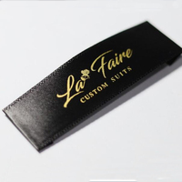 Étiquettes de vêtements personnalisées avec logo imprimé ruban de satin doré étiquettes de luxe pour vêtements