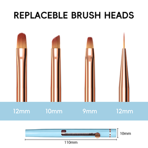 Pinceaux à ongles rétractables 4-en-1 Hechunzi au design <span class=keywords><strong>brevet</strong></span>é, avec manche en acrylique bleu, pour le nail art et les fournitures d'onglerie - Product Image 4