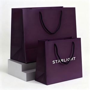 Sac en papier kraft de luxe personnalisé en carton ivoire recyclable, moderne et haut de gamme, avec pelliculage, sur mesure pour bougies de supermarché - Product Image 1