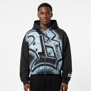 New Punk Style Harajuku Streetwear Hoodies Custom French Terry Gothic Hip Hop Wicked Winter <b>Zip</b> <b>Up</b> <b>Jacket</b> for Men`s - Product Image 2