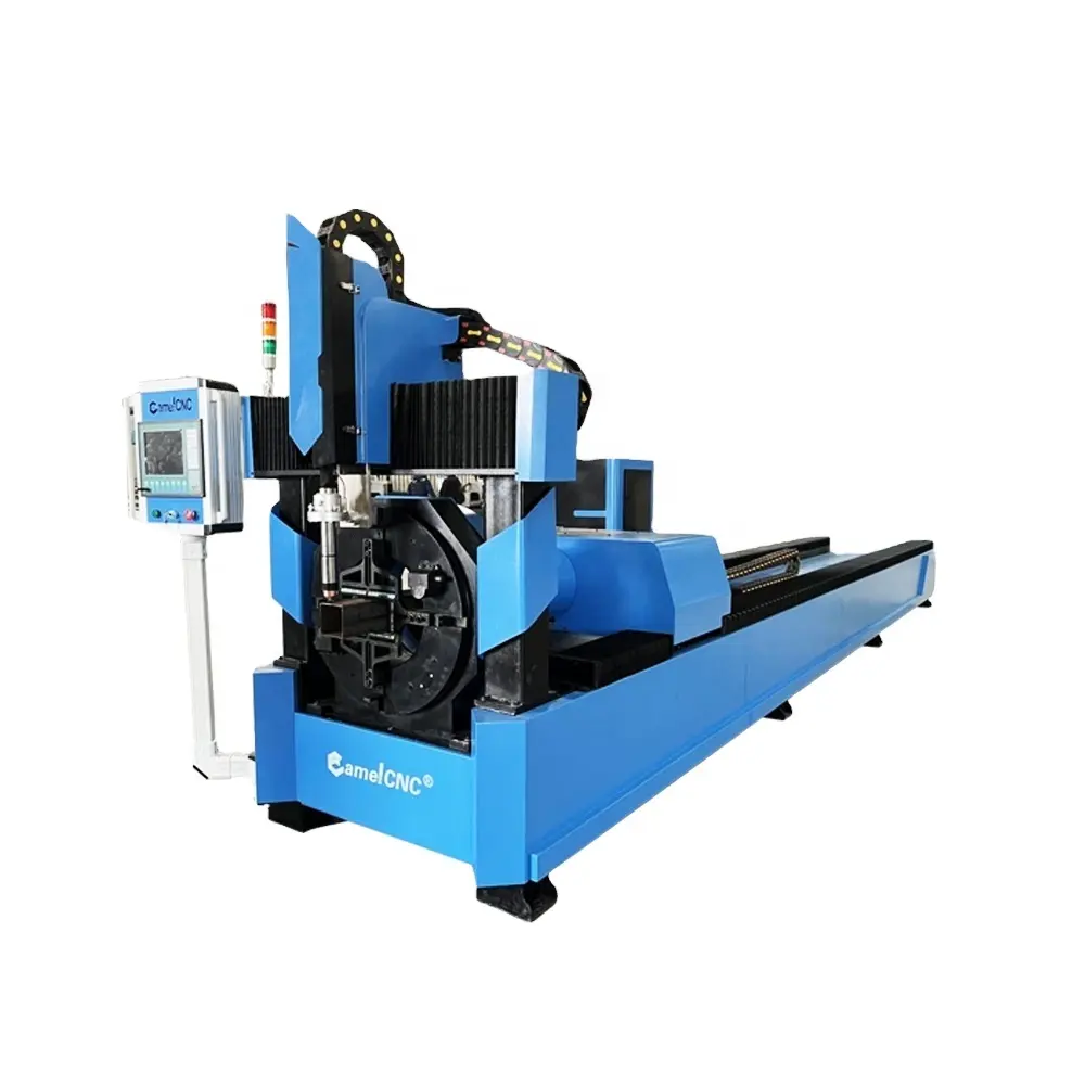 Mesin Pemotong Plasma CNC Bulat Persegi, Pemotong Baja Otomatis Tabung untuk Logam