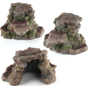 Decoración de Jardín con Escena de Animales <span class=keywords><strong>del</strong></span> <span class=keywords><strong>Bosque</strong></span> y Dinosaurios, Casa de Castillo, Cueva Simulada Realista con Aspecto de Tronco de Árbol y Piedra, Kit de Hadas - Product Image 1
