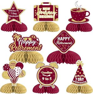 Centros de Mesa de Panal de Abeja para Retiro Feliz, Decoraciones Borgoña para Fiesta de Retiro, Nuevo Viaje Comienza, Adios 9 a 5, Adornos para Mesa - Product Image 1