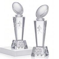 Trophée de rugby en cristal de haute qualité, gravé au laser 3D, design de joueur et ballon givré, récompense sportive MVP, vente chaude