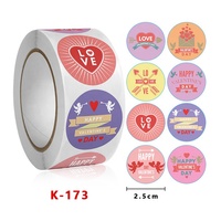 Stiker hati rol, tempelan penyegel hadiah dekoratif merah 500 buah, Stiker amplop Hari valentine cinta