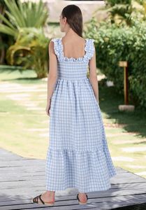 <span class=keywords><strong>Abito</strong></span> <span class=keywords><strong>Lungo</strong></span> da Donna Chouyatou Vintage a Quadri 100% Cotone Lavabile <span class=keywords><strong>con</strong></span> Spalline Sottili Smock e <span class=keywords><strong>Balze</strong></span> Senza Maniche - Product Image 5
