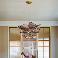 Nouveau européen moderne luxe classique éclairage verre en forme de fleur famille chambre plafonnier lustre éclairage lampe moderne