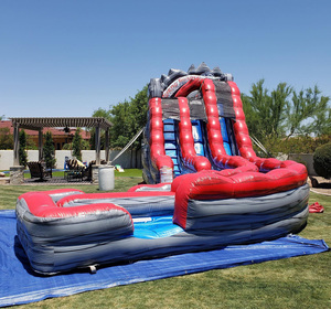 Venta caliente 20ft Roaring Thunder <span class=keywords><strong>Curve</strong></span> Dual Lane Backyard Tobogán acuático comercial inflable para niños y adultos - Product Image 3