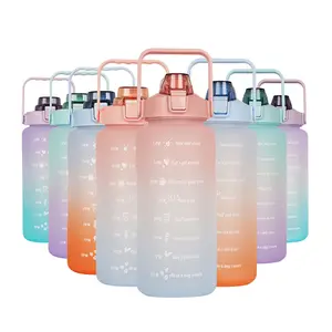 Bouteille d'eau 64oz anti-fuite gratuite 2l demi-gallon dégradé grande bouteille d'eau de sport en plastique