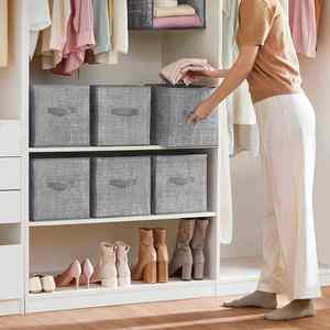 Custom Cheap Laundry Storage Basket <b>Hamper</b> <b>Boxes</b> Solid Color Laundry Basket Organizer Bags with Handles <b>for</b> Closet - Product Image 2