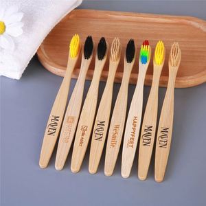 Brosse à dents en bambou biodégradable écologique avec poils doux pour hôtel ou voyage, emballage cadeau - Product Image 3