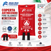 Couverture anti-feu en fibre de verre, emballage individuel, norme EN 1869:2019, pour l'Italie, vente au détail, emballage personnalisé, OEM, ODM, fournisseur en gros