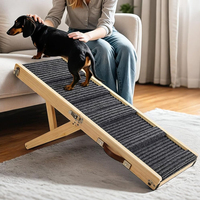 Rampe pliable en bois pour chien, plateforme haute à forte adhérence, pour lit surélevé, petits chiens, avec 4 hauteurs réglables