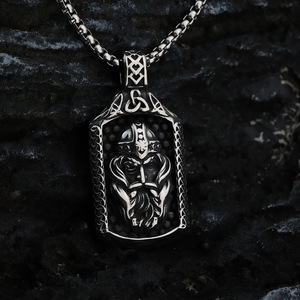 Collier pendentif Viking Odin en acier inoxydable pour hommes, design guerrier vintage, bijoux cadeau - Product Image 4