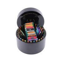 Boîte Cylindrique de Luxe Ronde en MDF avec Logo Personnalisé, Finition Noire Brillante et Doublure Colorée pour Emballage Cadeau de Sachets de Thé, Bonbons et Chocolats