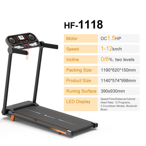 <span class=keywords><strong>Tapis</strong></span> roulant électrique portable certifié CE, capacité <span class=keywords><strong>100</strong></span> kg, moteur DC 1,5 CV, pliable, avec inclinaison manuelle - Product Image 2