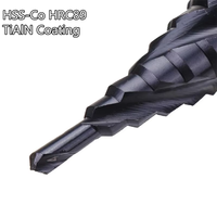 M35 M42 HSS Cobalt TiAlN Coated Step Foret 3 cannelures 1/4 "Hex Shank Hole Cutter pour acier inoxydable Drlling