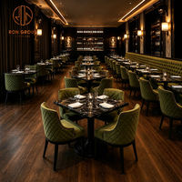 Asientos de Banqueta Tapizados con Respaldo Alto de la Marca Ron Group, Mesa Cuadrada de Mármol, Silla de Terciopelo Personalizada, Muebles Comerciales