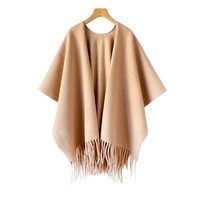 2026 Neues Modell 110*176cm Einfarbiger Mittellanger Schal, Retro Hochwertige Textur, Verdickter Fransen-Wärmemantel für Herbst und Winter