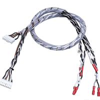 Harness Kabel Terpilin Multi-Cabang Kustom dengan Tabung Pelindung Spiral, Konektor Plastik Putih untuk Modul Kontrol Pendingin
