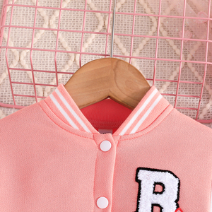 ชุดเจ้าหญิงเด็กผู้หญิงขายดีประจำฤดูใบไม้ร่วง/ฤดูใบไม้ผลิ ดีไซน์สีสันสวยงาม เสื้อโค้ทแขนยาวปักตัวอักษร + กระโปรงจีบผ้าขนสัตว์ - Product Image 2