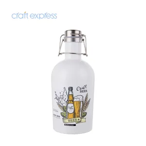 Craft Express Wholesale Custom 64oz 2000ml Sublimation Blanks White Stainless Steel Growler