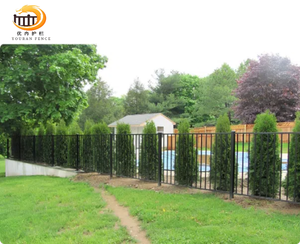 Commercio all'ingrosso moderno metallo rivestito in polvere di zinco antico a forma di lancia in acciaio tubo di recinzione, palo appuntito forgiato giardino di ferro recinzione - Product Image 3