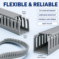 Goulotte PVC à fentes robuste 35x35mm, résistante aux chocs, ignifuge, sans halogène, résistante à la chaleur, pour applications industrielles