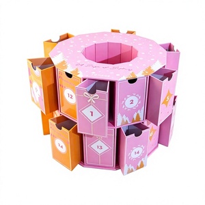Custom Rotating 24 Days Advent Calendar Box with Drawers Rigid Cardboard <b>Pink</b> Christmas Blind Box Mystery Packaging <b>Gift</b> - Product Image 1