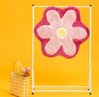 Tapis antidérapant en forme de fleur de pétale - Tapis antidérapant pour la décoration de la maison, coussin en polyester doux et touffeté avec bordure brodée