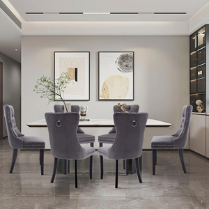 Set di <span class=keywords><strong>sedie</strong></span> per sala da pranzo di lusso moderno Hotel per mobili <span class=keywords><strong>in</strong></span> metallo acciaio inossidabile <span class=keywords><strong>grigio</strong></span> velluto <span class=keywords><strong>in</strong></span> <span class=keywords><strong>tessuto</strong></span> da pranzo sedia da ristorante - Product Image 5
