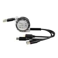 Câble de charge rapide rétractable USB Type-C 3-en-1 personnalisé avec logo, portable pour iPhone/micro – Cadeau promotionnel sur mesure