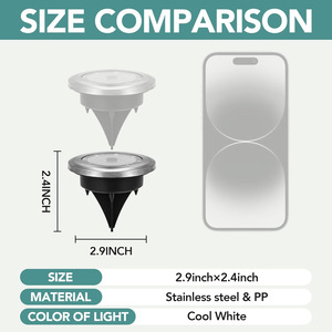 <b>Solar</b> Garden In <b>Ground</b> <b>Light</b> 8LED Stainless Steel Warm White <b>Light</b> For Courtyard Lawn Pathway - Product Image 5