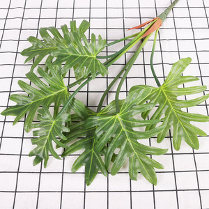 Hojas Artificiales de Monstera Deliciosa Qihao, Paquete de Varias Piezas, Alta Simulación, Decoración Interior, Planta Bonsái Verde - Product Image 4