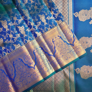 Sari morado de seda Jacquard pesado de alta calidad FashionHarbour con borde tejido Jacquard grande dorado para fiesta estilo Bollywood - Product Image 1