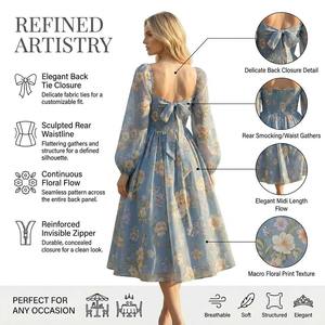 Mini <span class=keywords><strong>Abito</strong></span> Floreale Blu con Maniche <span class=keywords><strong>a</strong></span> Sbuffo, <span class=keywords><strong>Abito</strong></span> Estivo Stile Renaissance Milkmaid, <span class=keywords><strong>Abito</strong></span> Bustier con <span class=keywords><strong>Scollo</strong></span> <span class=keywords><strong>a</strong></span> <span class=keywords><strong>Barca</strong></span>, Dolce Casual Y2K Tinta Unita - Product Image 3
