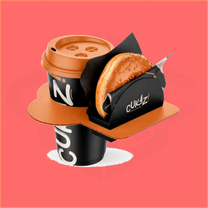 Koffiekoekjes-sandwich combo doos met deksel, wegwerpbaar cafe meeneemverpakking, grab-and-go maaltijd schaal, ontbijtset, bekerhouder - Product Image 4