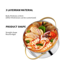 NUANCHU Marmite en acier inoxydable 304 à double poignée, design moderne, exclusivité transfrontalière, pour ragoût, aliments pour bébés, bouillie, et cuisson vapeur domestique