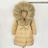 Nouveau hiver réel naturel fourrure de renard col bouffant doudoune chaud vers le bas manteau femmes bouffant veste