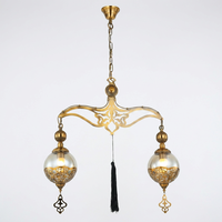 Suspension luminaire sphérique en verre de style européen avec LED, température de couleur 3000-6500K, 110-220V, garantie 5 ans, pour usage en mosquée