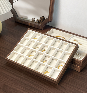 Nouveau haut <span class=keywords><strong>de</strong></span> gamme lumière luxe noyer bois Grain anneau boucles d'oreilles collier Bracelet bijoux affichage <span class=keywords><strong>plateau</strong></span> <span class=keywords><strong>de</strong></span> rangement - Product Image 6