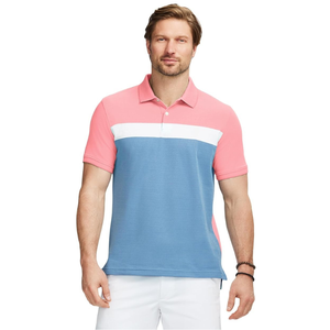 Polo homme à blocs de couleur, manches courtes, décontracté, tricot doux, t-shirt d'été, élégant, tendance, à porter au quotidien - Product Image 1