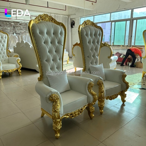 Chaises de mariage LEDA, décoration de scène de mariage, trônes argentés à dossier haut pour le roi et la reine, chaise de mariage royale de luxe pour le marié et la mariée - Product Image 4