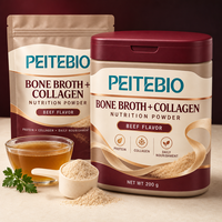 Poudre nutritive de bouillon d'os au collagène PEITEBIO avec protéines et nutrition quotidienne, saveur bœuf, 200g