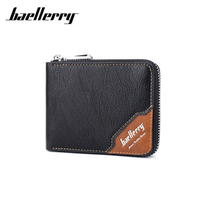 กระเป๋าสตางค์แบบสั้นสำหรับผู้ชาย Baellerry สีดำน้ำตาล กระเป๋าใส่เหรียญแบบซิป กระเป๋าสตางค์ธุรกิจอเนกประสงค์ - Product Image 1
