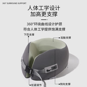 หมอนรองคอเมมโมรี่โฟมรูปตัวยู สำหรับเดินทางบนเครื่องบิน ขนาด 28x26x14 ซม. สีเทาสเปซ - Product Image 2